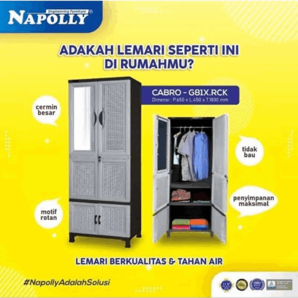LEMARI BAJU PLASTIK ESTETIK NAPOLLY CABRO-G81X.3R CK
