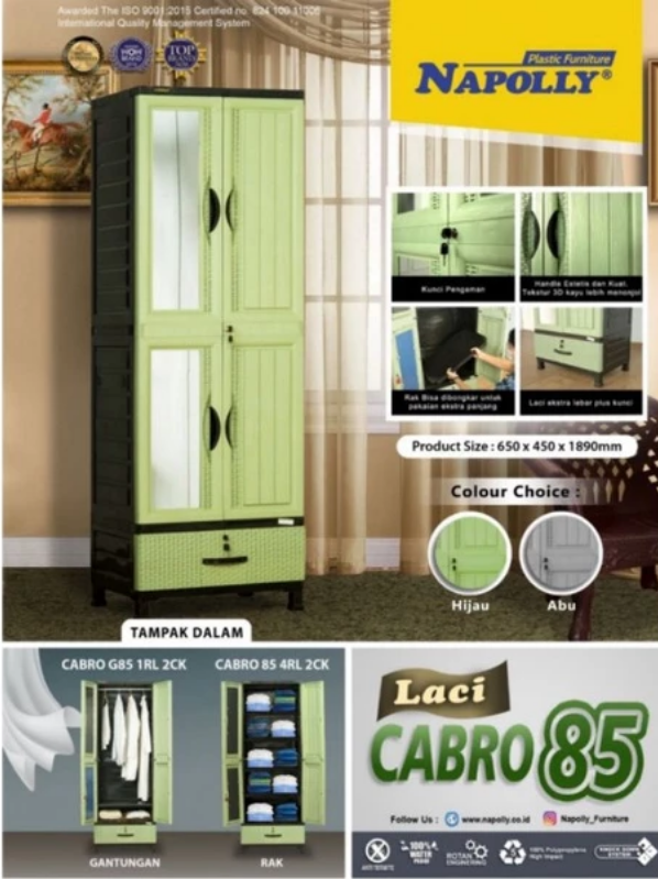 LEMARI BAJU PLASTIK ESTETIK NAPOLLY CABRO-G85.1RL.2CK