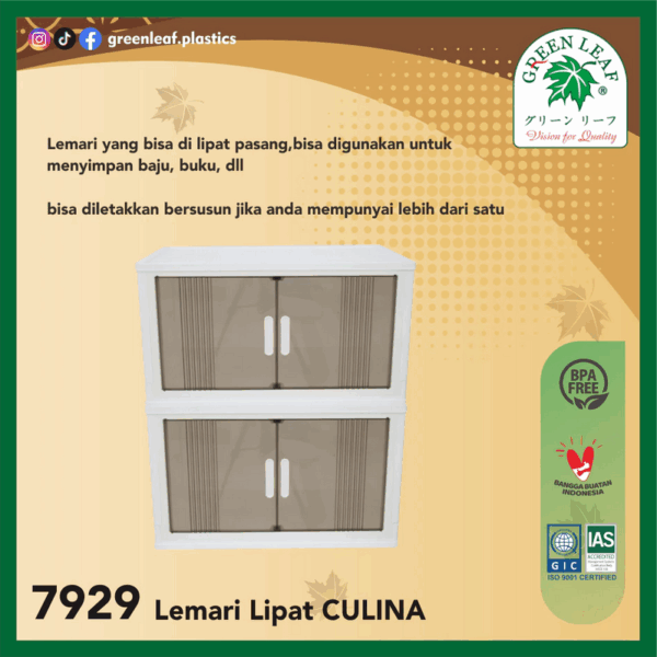 LEMARI LIPAT PLASTIK / FOLDABLE CUPBOARD GL CULINA 7929 | LEMARIPLASTIK.ID
