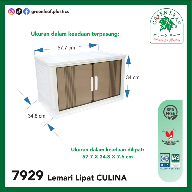 LEMARI LIPAT PLASTIK / FOLDABLE CUPBOARD GL CULINA 7929 | LEMARIPLASTIK.ID