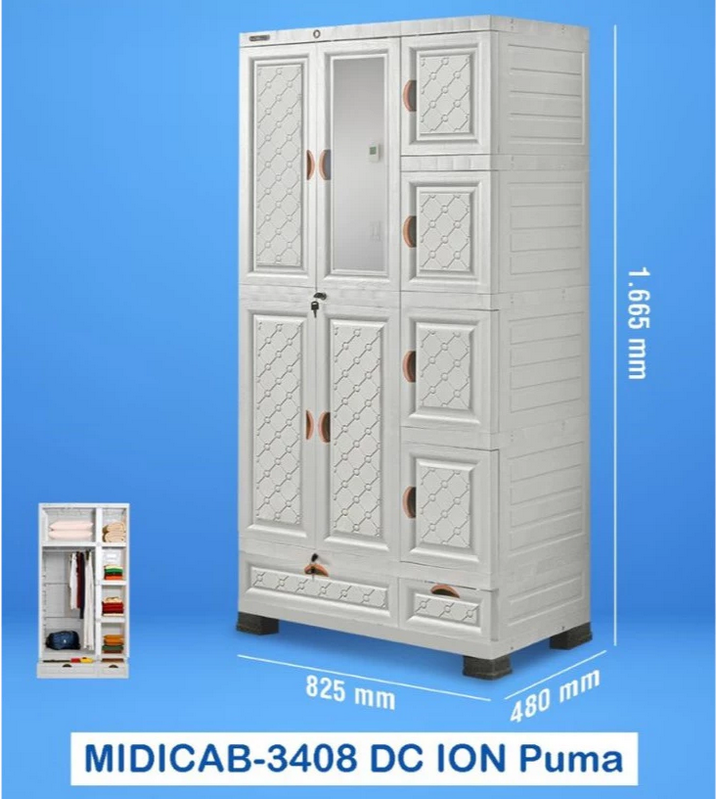 LEMARI PAKAIAN PLASTIK 3 PINTU NAPOLLY MIDICAB-3408 DC ION | LEMARIPLASTIK.ID