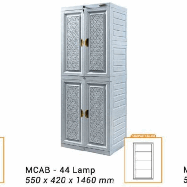 LEMARI PAKAIAN PLASTIK NAPOLLY 4 PINTU TIPE MCAB 44 LAMP