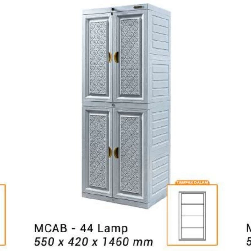 LEMARI PAKAIAN PLASTIK NAPOLLY 4 PINTU TIPE MCAB 44 LAMP
