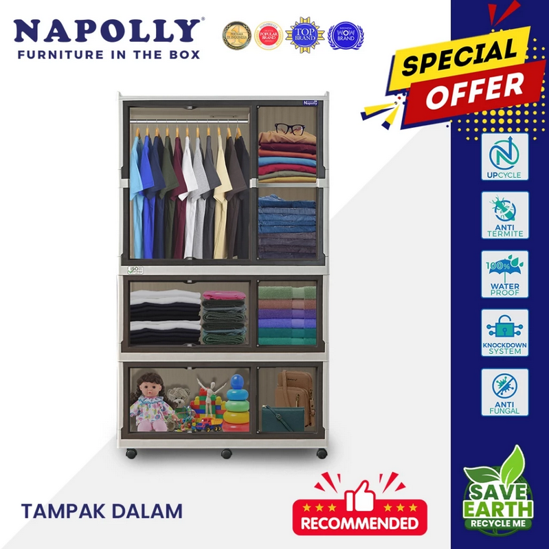 LEMARI PLASTIK LIPAT SERBAGUNA NAPOLLY FOLDING CABINE 3211 | LEMARIPLASTIK.ID