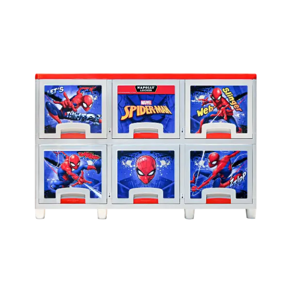 LEMARI PLASTIK LOCKER BOX 6 PINTU 2 SUSUN NAPOLLY LB-3206 SPIDEY