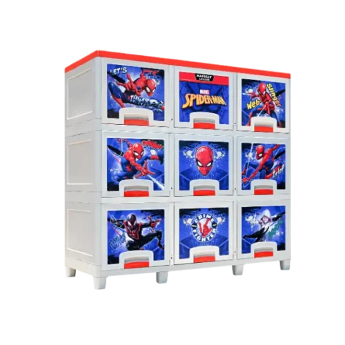 LEMARI PLASTIK LOCKER BOX 9 PINTU 3 SUSUN NAPOLLY LB-3209 SPIDEY
