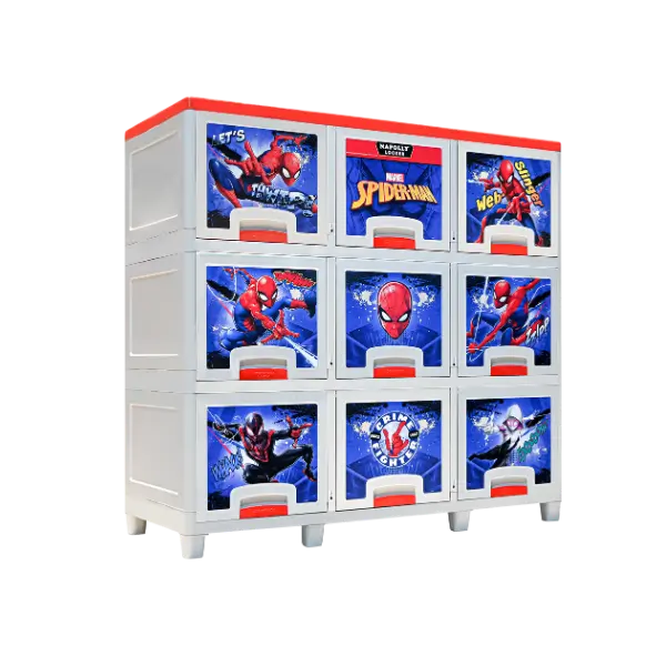 LEMARI PLASTIK LOCKER BOX 9 PINTU 3 SUSUN NAPOLLY LB-3209 SPIDEY