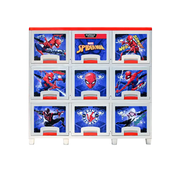 LEMARI PLASTIK LOCKER BOX 9 PINTU 3 SUSUN NAPOLLY LB-3209 SPIDEY