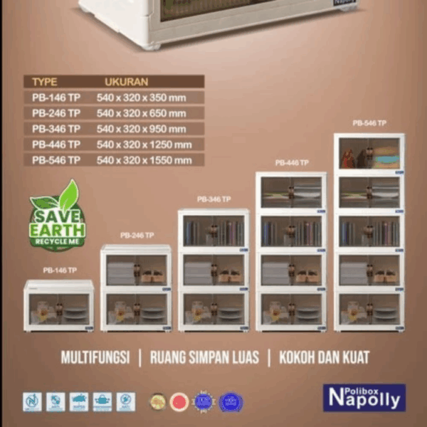 LOCKER BOX PLASTIK SERBAGUNA NAPOLLY POLIBOX PB-346 TP 3 SUSUN | LEMARIPLASTIK.ID