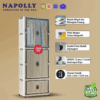 Napolly Policabine 221 Puma Lemari Plastik Lipat Pakaian Baju Container Box Laci Drawer Dengan Gantungan Hanger Plastik Pintu Magnet Transparan Folding Storage 2 Tower 5 Susun