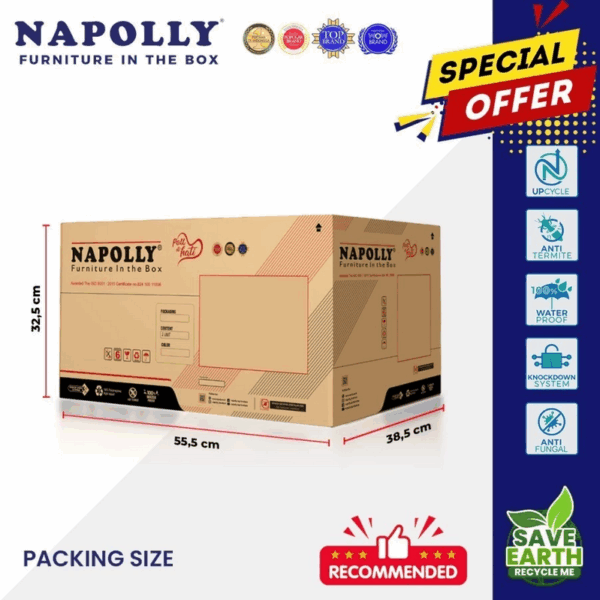 Napolly Policabine 221 Puma Lemari Plastik Lipat Pakaian Baju Container Box Laci Drawer Dengan Gantungan Hanger Plastik Pintu Magnet Transparan Folding Storage 2 Tower 5 Susun